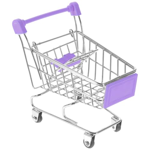 VICASKY Mini Shopping Cart Tiny Shopping Grocery Cart for Desk Storage Mini Supermarket Storage Toy Supermarket Handcart Decoration for Kitchen Office Bedroom 1 X Miniature