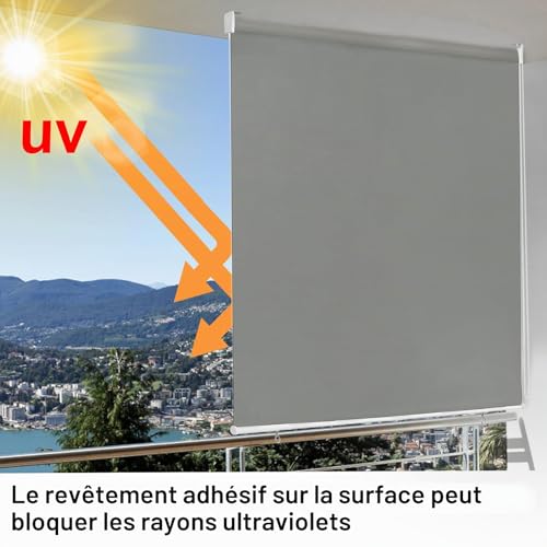 Store extérieur vertical 180x240cm gris pour protection balcon - 6
