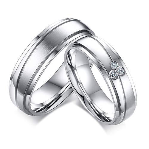 Asma Jewel House Stainless Steel Engagement Wedding Band Promise Ring for Couples - CZ Stone, Men & Women, US Sizes 7 & 9, Gift Box Included (B07NF3J6TH) Amazon Price History, Amazon Price Tracker