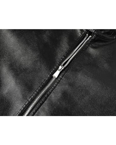 Image of Leather Jacket Men Black Slim Fit Motorcyle Lightweight