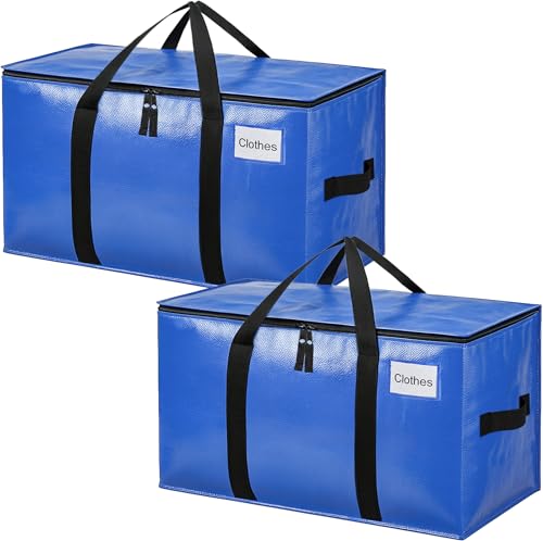 Image of BAGAIL Heavy Duty Moving Bags with Strong Handle, Extra Large Moving Boxes, Storage Tote for Clothes, College Moving Supplies(Blue, 2 Pack)