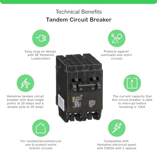 Schneider Electric HOMT2020230CP Square D Homeline, Double Pole Combination Tandem Circuit Breaker thumb #1