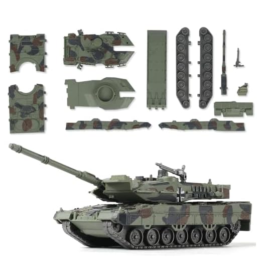 SEBUNAS Leopard 2A7 Militärpanzer im Maßstab 1/72, Schnellbaumodell, deutsches Panzerfahrzeug, Leopard 2A7 Kampfpanzer, Baumodell, Geschenk für Erwachsene und Kinder (14 Teile)