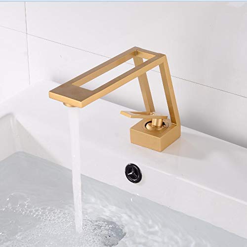 Robinet de salle de bain or brossé mitigeur eau chaude froide en laiton