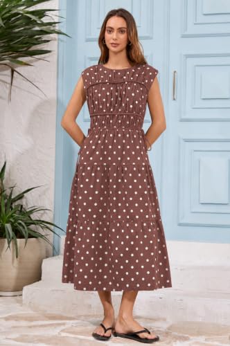 Image of calbatic Women Pleated Ruched Tiered Maxi Dress Sleeveless Patchwork Ruffle Hem A Line Flowy Summer Elegant Long Dress