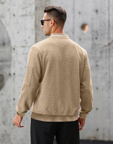 Mens Casual Jacket Loose Fit Lightweight Jacket Varsity Bomber Jacket with Zipper3