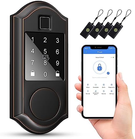 Narpult Smart Lock, Electronic Smart Deadbolt, Keyless Entry Door Lock,Fingerprint Door Lock with Keypad, Smart Door Locks for Front Door-Locking, Smart Locks for Home/Apartment (Oil Rubbed Bronze)