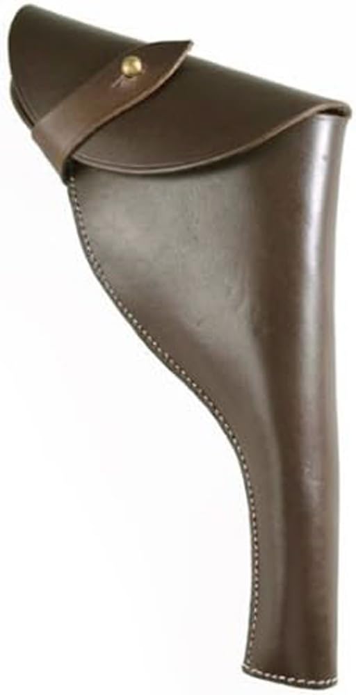 CALYXBritish Webley WW I & WW II .455 Webley mk vi Holster Revolver Leather Holster Brown & Dark Brown Color Right Hand Orientation.