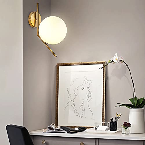 Aplique de pared lineal E27 con pantalla de vidrio blanco para dormitorio 4