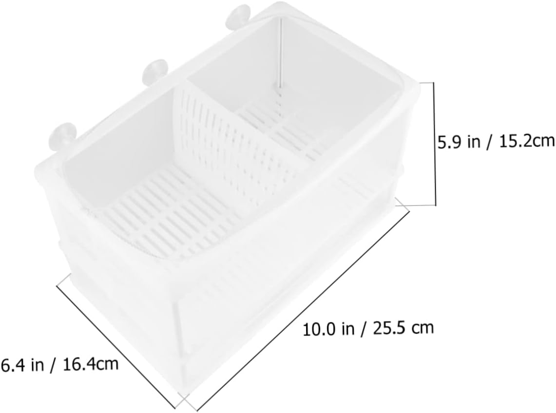 1Pc Portable Fish Breeding Box with Plastic and Cloth Separation Net for Aquarium Fish Tanks White Easy to Install Isolation Hatchery for Home and Store Use