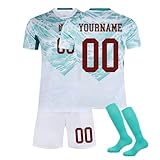 Coupe du Monde 2026 Maillot de Foot Personnalisé avec Nom Nombre, Ensemble Foot Enfant Maillot Football Cadeau Personnalisé aux Fans de Football Strips Tee Shirt Short avec Chaussette PT 01