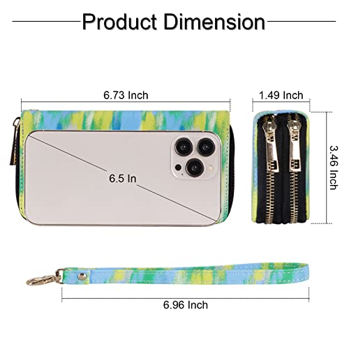 Image of XEYOU Double Zipper Long Clutch Wallet Cellphone Wallet for Women with Removable Wristlet Strap for Credit Card, Cash, Coin, Bill