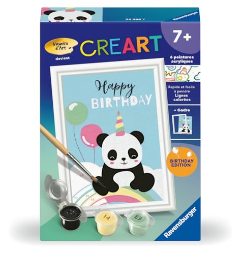 Ravensburger CreArt Kids 8x12 cm Numéro d'art Happy Birthday Kit de Peinture par numéros Anniversaire Dès 25588