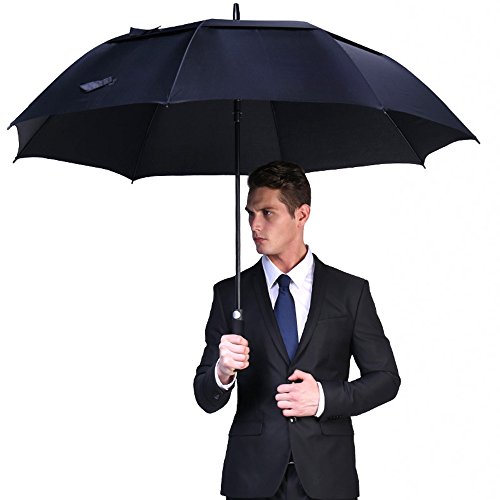 G4Free 2 Pack Extra Large 62 Inch Golf Umbrella Automatic Open Oversize Double Canopy Vented Windproof Waterproof Stick Umbrellas (Black) #TOP7