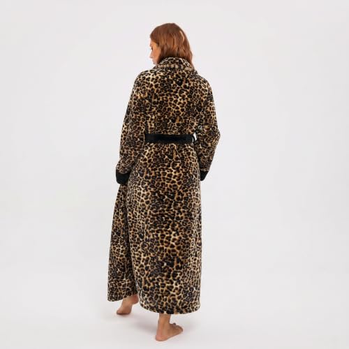 Image of RONGTAI Womens Bathrobe Ladies Fleece Plush Warm Long Robes Fleece Nightgown Sleepwear