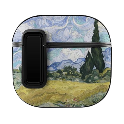 Niapessel for AirPods 4 Case, Wheat Field Van Gogh Print Compatible with Apple Airpods 4th Generation Case for Women Men, PC Hard Shell Full Protective Case Cover
