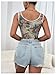 SOLY HUX Women's Vintage Retro Corset Top Bow Tie Lace Up Tight Vest Shapewear Crop Tank Tops Multi Floral Large