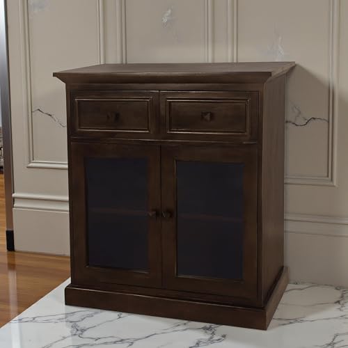 Image of The Attic Ardenwood Classic Glass Door Sideboard,Wooden Sideboard Cabinet,Walnut Glass