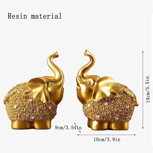 Estatua de Elefante Dorado para Decoración Hogar 2 Piezas miniatura 4