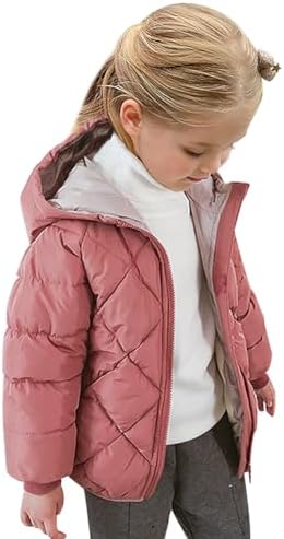 Curipeer Kids Winter Jacket Front Zip Warm Snow Wear Toddler Outer Clothing 3T Pink