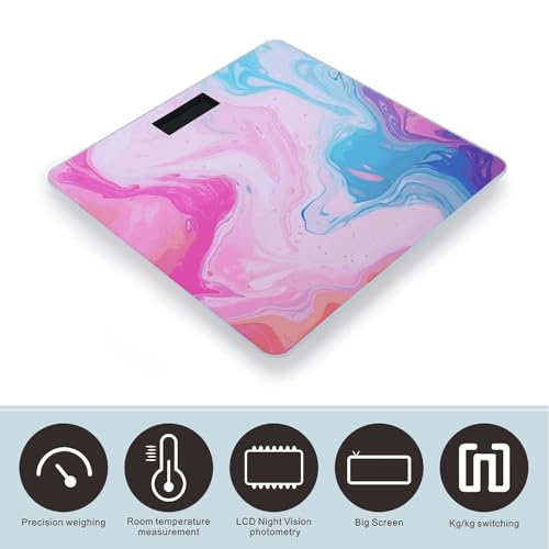 Báscula digital de baño de vidrio templado de colores pastel miniatura 3