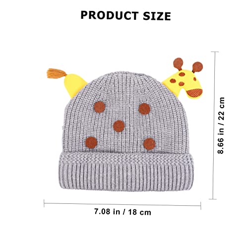 1pc Unisex Giraffe Woolen Knitted Cap Newborn Boy Girl Boy Girl Warm Winter Hat Grey2