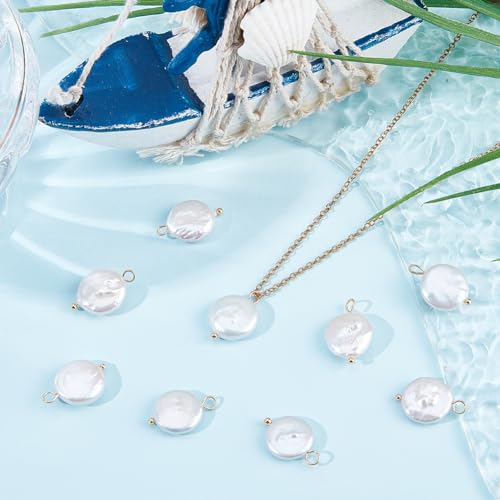 Beebeecraft 1 Box 10Pcs Pearl Charms Natural Baroque Cultured Freshwater Keshi Oval Ball Pearl Pendants Floral White with Loops for Sea Charm DIY Bracelet Necklace Jewellery Making - Image 4
