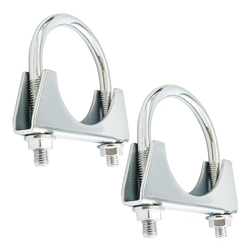 AUXBC 2 U-Bolt Exhaust Clamps Heavy Duty Saddle Style Muffler Clamp for Automotive RV UTV Tractor and Motorcycle Exhaust System 2PCS