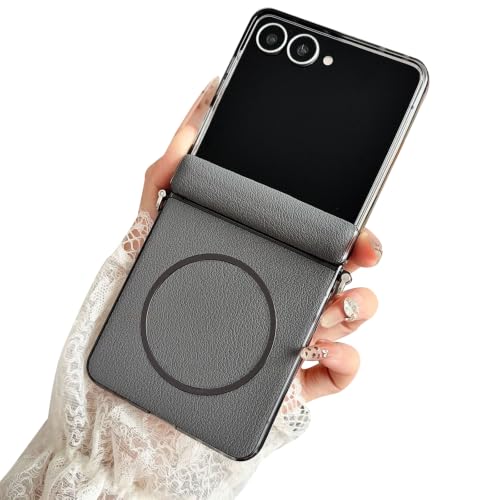 LUNBER-ARMOR�EFor Galaxy Z Flip8 �P�[�X ���b�L �ϏՌ� �J�o�[ �܂肽���݌^ PU���U�[ Qi�[�d ���C�����X�[�d �Ή� �q���W�ی�(�O���[)