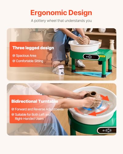 Image of VEVOR Pottery Wheel, 10IN LCD Touch Screen Pottery Wheel Forming Machine, 350W Electric DIY Clay Sculpting Tools with Foot Pedal, Detachable ABS Basin for Adults and Beginners Art Craft