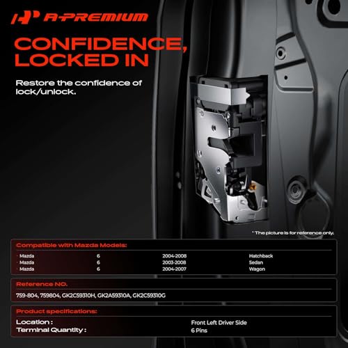 Image of A-Premium Front Left Driver Side Door Lock Actuator Compatible with Mazda 6 2003-2008