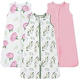 TotAha Sleep Sack 3-6 months 3 Pack, Buttery Soft Wearable Blanket Baby Sleeping Bag with 2-way Safe Zipper, 0.5 TOG, Baby Girl