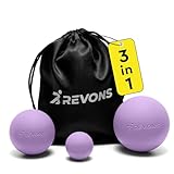 REVONS 3 in 1 Massage Ball Set - Lacrosse Balls for Myofascial Release, Back Pain Relief, Face Fitness, Trigger Points, Yoga, Physical Therapy, Muscle Recovery and Soft Deep Tissue Massage (Purple)