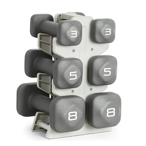 Image of Tone Fitness Neoprene Dumbbell Set with Storage Rack - Non-Slip, Anti-Roll Hand Weights for Home Gym Workouts | 20 lb, 32 lb, 50 lb, 60 lb & 100 lb Options