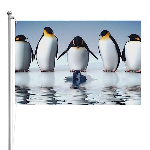 Drapeau pingouin robuste en tissu renforcé pour extérieur