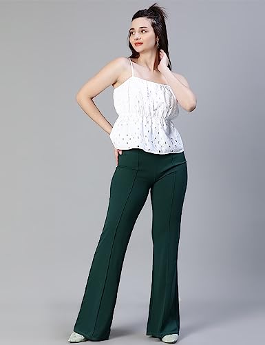 Image of oxolloxo Women Schiffli Elsaticated Shoulder Strap Cotton Top