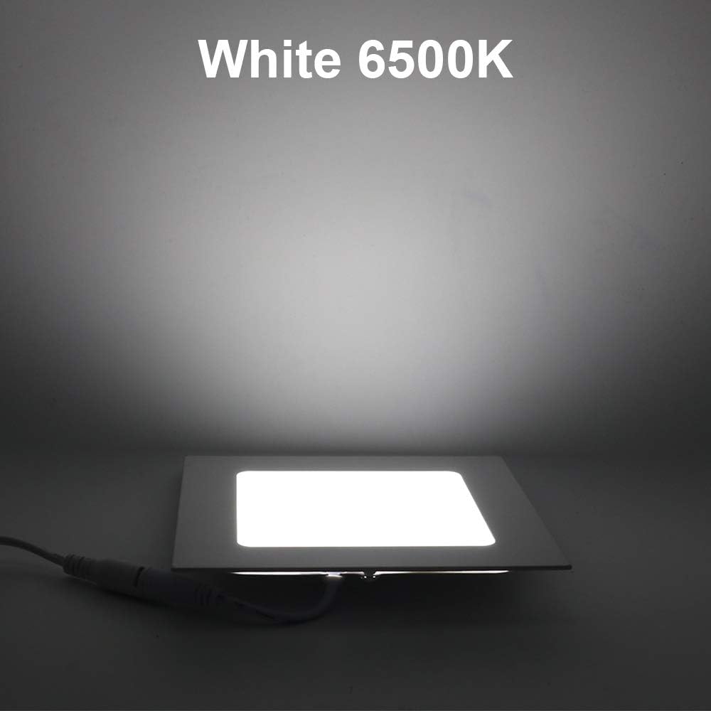XUNATA 15W LED Square Recessed Lighting Ultra Thin LED Ceiling Lights 7 inch Cut Size Panel Light 6500K Cool White Fixture