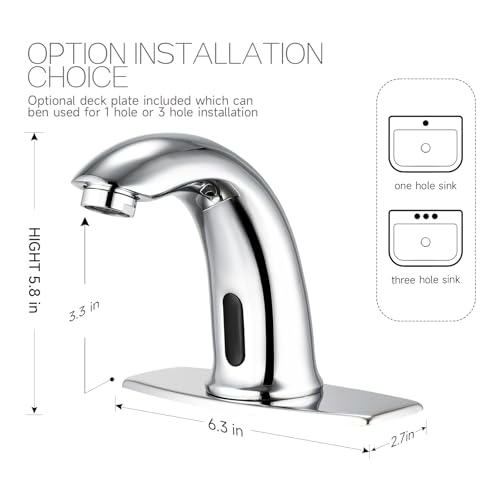 Grifo de lavabo sin contacto con sensor automático y latón macizo 5