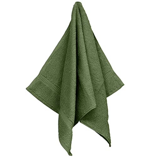 Image of Luxury Hotel & Spa Collection, Quick Dry 100% Turkish Cotton 700 GSM, Eco Friendly Towel, for Bathroom, Gymand Kitchen Dobby Border Soft Hand Towel Set 16 X 30, Moss, Hand Towels - Set of 6