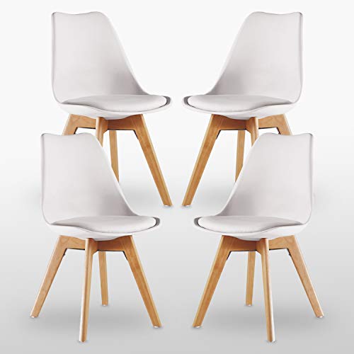 P&N Homewares Sillas de Comedor, Piel sintética, White, Talla única Cover