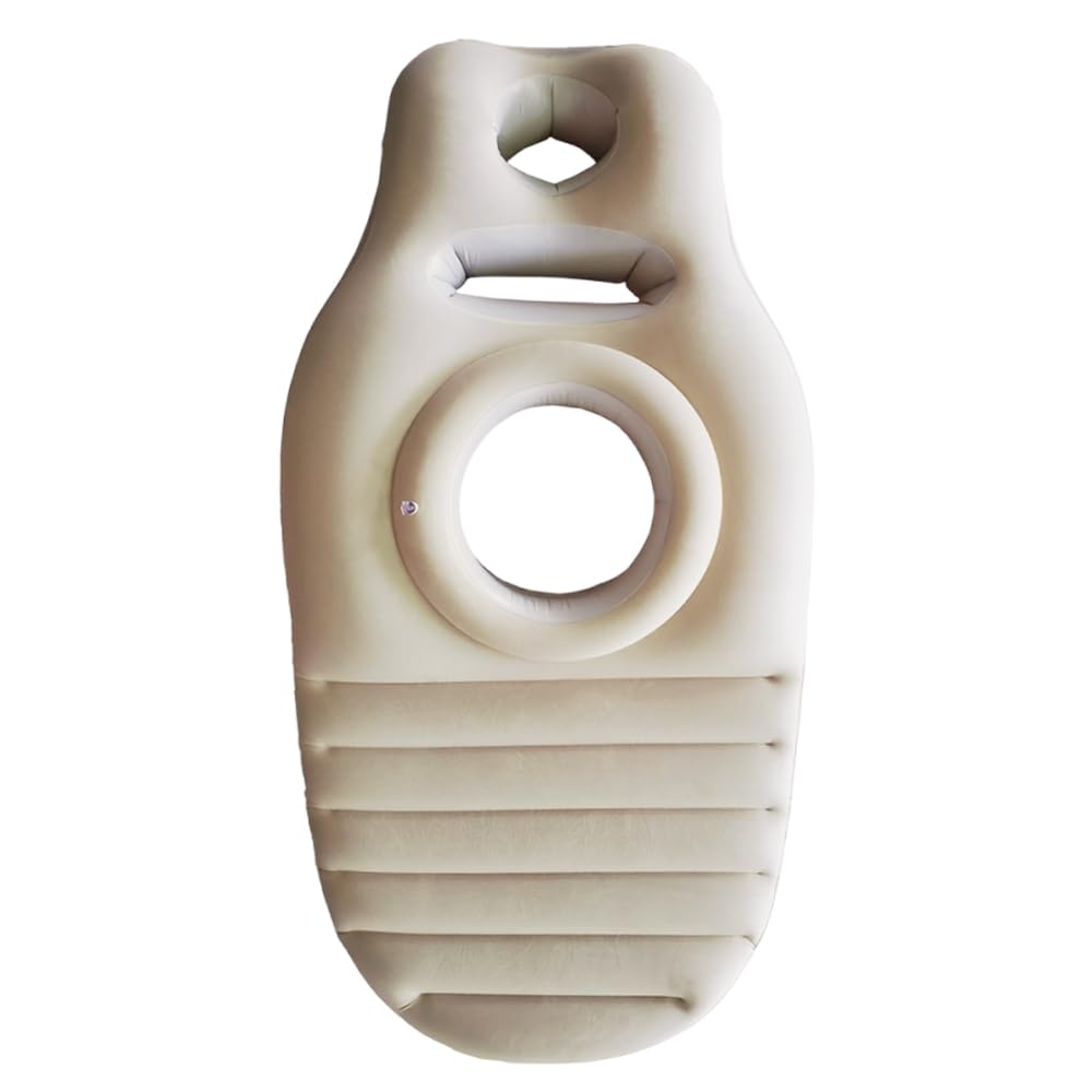 Aufblasbares Schwangerschaftskissen mit Loch, Yogamatte für Schwangere, Brown, Beflocktes PVC Luftbett