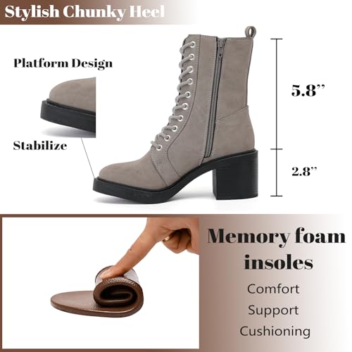 Women's Ankle Boots - Slouchy Fashion Low Calf Flat Booties Comfortable Round Toe Fall Winter Casual Short Boots for Women.4