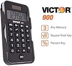 Victor 900 8 Digit Pocket Calculator with Slide-On Cover & Antimicrobial Protection, Black