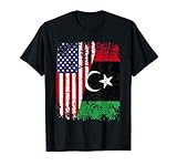 LIBYAN ROOTS | Half American Flag | LIBYA FLAG T-Shirt
