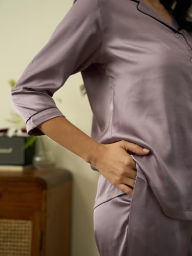 Image of STORIES OF BANNO'S SWAGGER Women Satin Solid Night Suit Set | Premium Soft Satin Nightwear Pajama Set | Stylish Comfortable Sleepwear for Ladies | Elegant Lounge Wear Night Dress