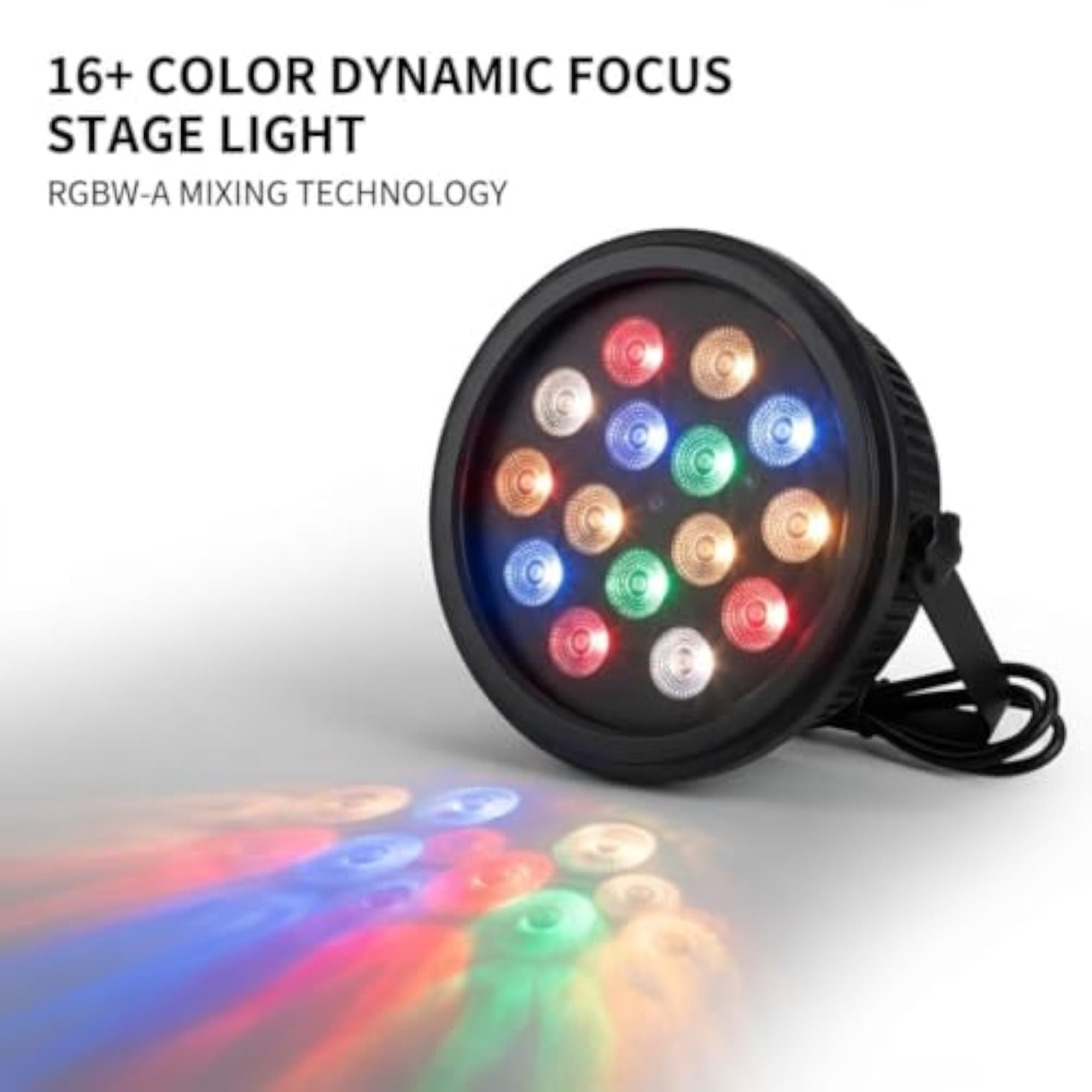 16 LED RGBW+A Dynamic Stage Light with 16+ Spectrum & Focus Lens
