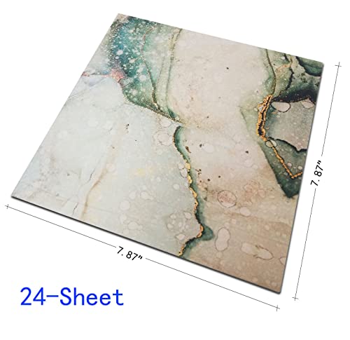 Weimeisc 24-Sheet Peel And Stick Backsplash, Self-Adhesive 3D Wall Tiles Decorative Wall Panels, Wallpaper For Bedroom, Living Room (White And Green Print) #TOP1
