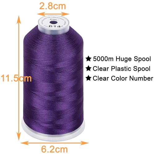 Image of New brothread - Single Huge Spool 5000M Each Polyester Embroidery Machine Thread 40WT for Commercial and Domestic Machines - Purple