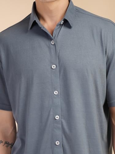Image of Thomas Scott Men's | Relaxed Fit | Solid | 100% Polyester | Co-Ord Set With Short Sleeves & Spread Collar
