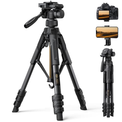 【170cm高さ】カメラ 三脚 8kg耐荷重 360°回転 75°開脚 Lamicall：雲台 撮影 tripod スタンド 鋼鉄製 頑丈 伸縮 写真 自撮り スマホ ホルダー 滑り止め 旅行 登山 持ち運び 一眼レフ ビデオ デジカメ キヤノン,ソニー,ニコン,パナソニック,iPhone 17e Air 16e 16 15 14 plus pro promax,Xperia などに対応